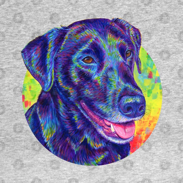 Psychedelic Rainbow Black Labrador Retriever by rebeccawangart